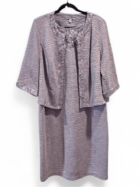Maya Brooke Lavender Textured Midi Dress with Coordinating Jacket